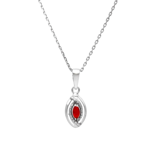 Wisior łezka z czerwoną cyrkonią srebro