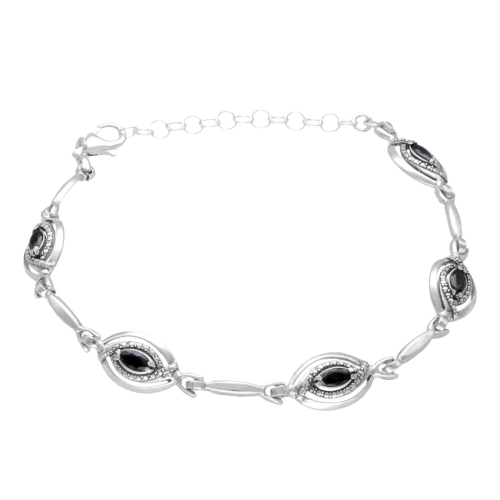 Bransoletka łezki z czarną cyrkonią srebro