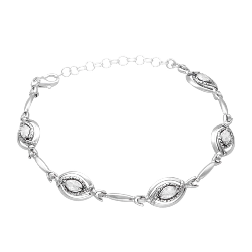 Bransoletka łezki z białą cyrkonią srebro