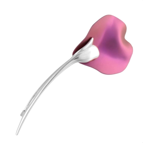 Broszka kwiat fioletowy tytan srebro