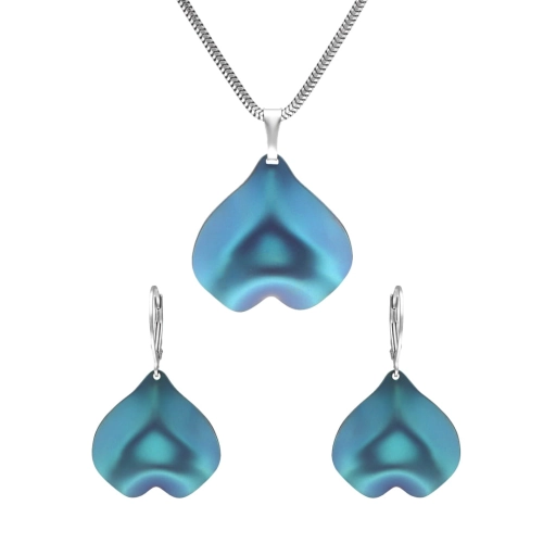 Komplet turkusowy tytan srebro