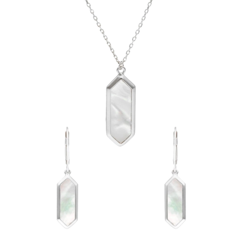 Komplet z masą perłową srebro