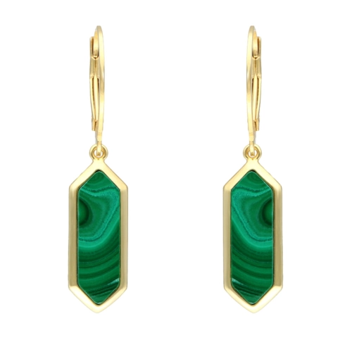 Kolczyki z malachitem srebro pozłacane