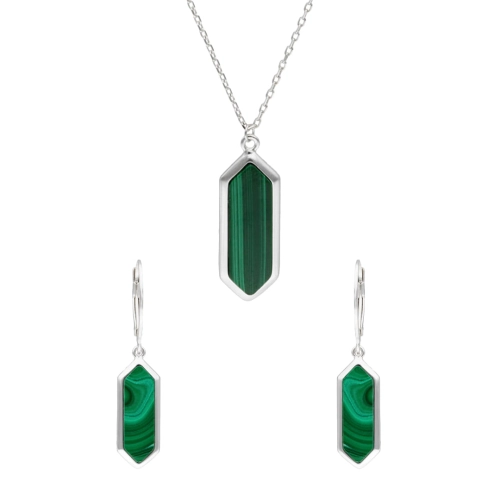 Komplet z malachitem srebro