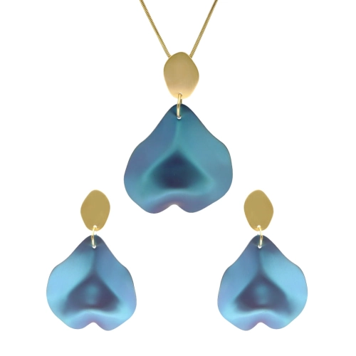 Efektowny komplet z niebieskim tytanem srebro