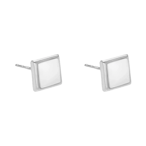Kolczyki kwadraty z masą perłową srebro rodowane