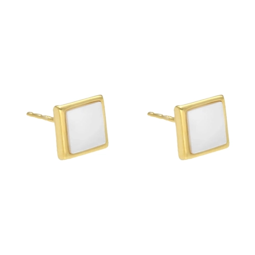 Kolczyki kwadraty z masą perłową srebro pozłacane