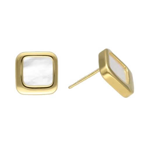 Kolczyki kwadraty z masą perłową srebro pozłacane