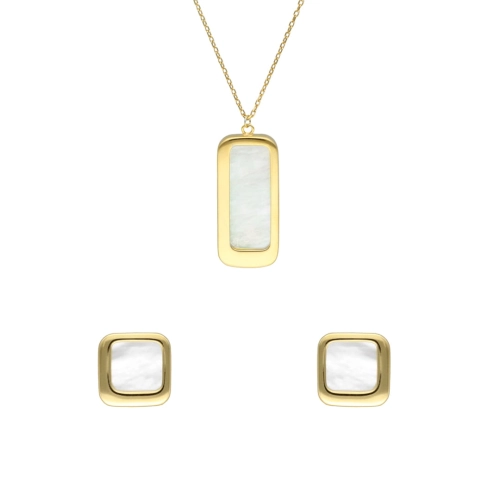 Komplet z masą perłową srebro pozłacane