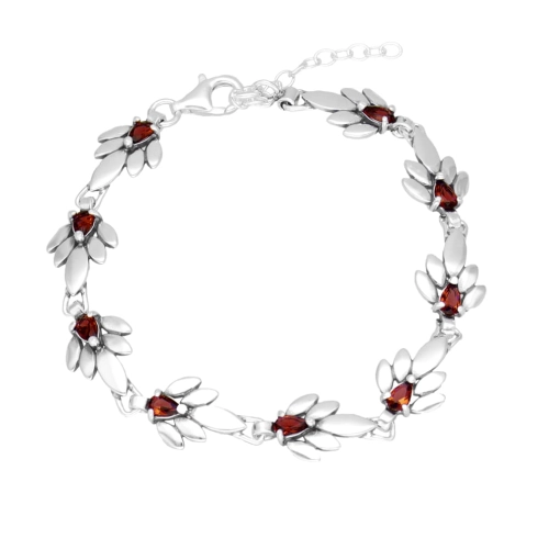 Bransoletka z burgundową cyrkonią srebro