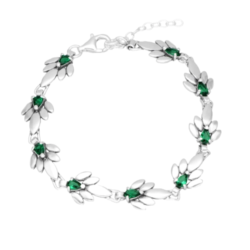 Bransoletka ze szmaragdową cyrkonią srebro