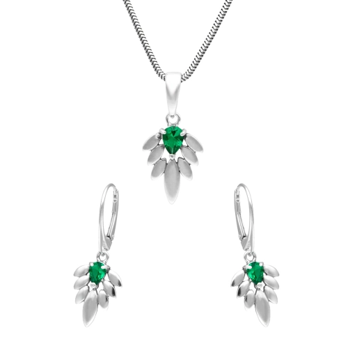 Komplet ze szmaragdową cyrkonią srebro