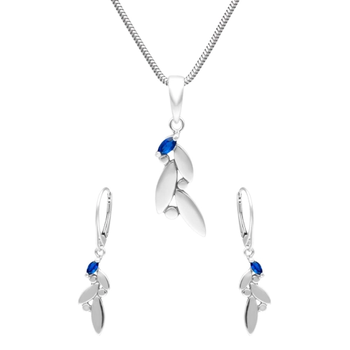 Komplet z szafirową cyrkonią srebro