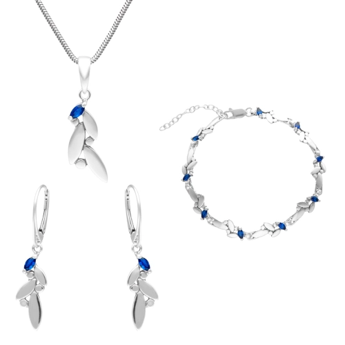 Komplet z szafirową cyrkonią srebro