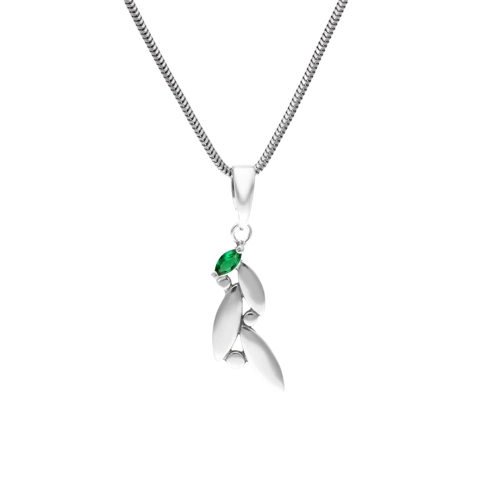 Wisior ze szmaragdową  cyrkonią srebro