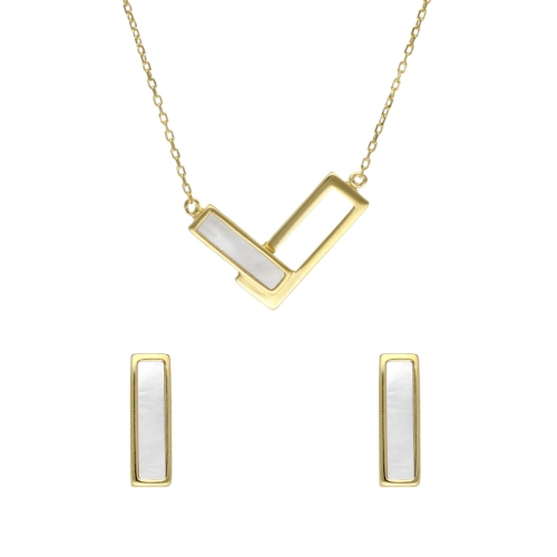 Komplet z masą perłową srebro pozłacane