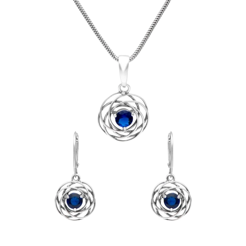 Komplet koła z szafirową cyrkonią srebro