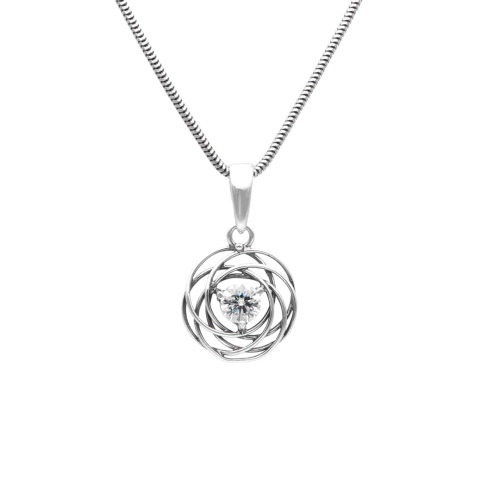 Wisior koło z białą cyrkonią