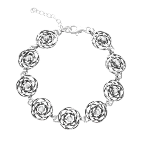 Bransoletka kółka z białą cyrkonią srebro