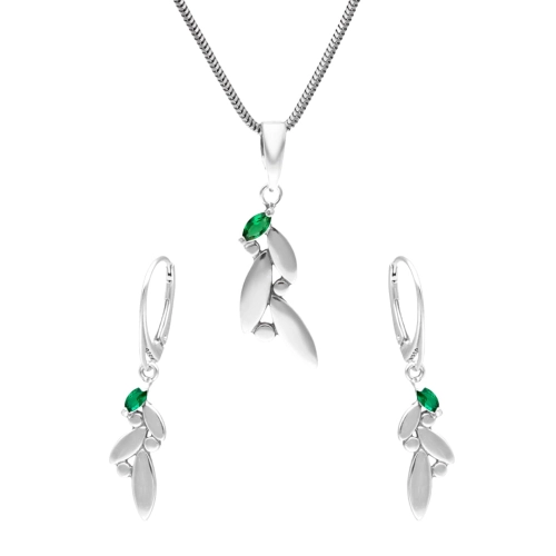 Komplet ze szmaragdową cyrkonią srebro