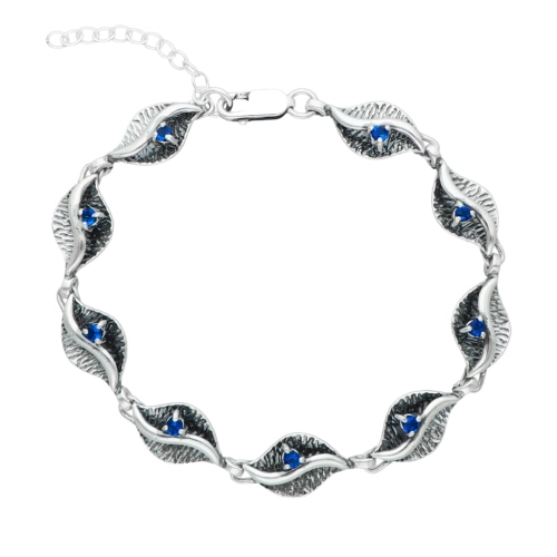 Bransoletka z szafirową cyrkonią srebro oksydowane