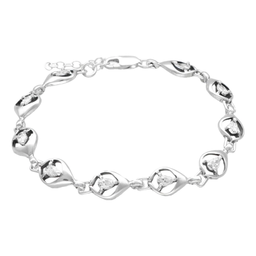 Bransoletka z białą cyrkonią srebro