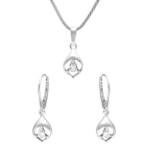 Komplet z białą cyrkonią srebro