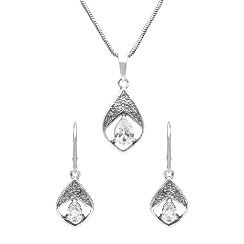 Komplet z białą cyrkonią srebro oksydowane