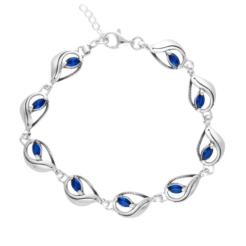 Bransoletka z szafirową cyrkonią srebro