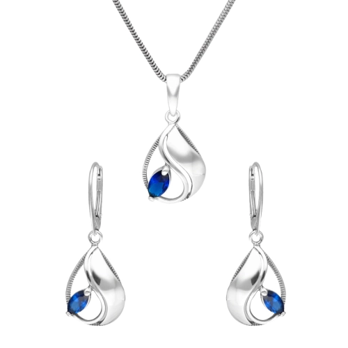 Komplet z szafirową cyrkonią srebro