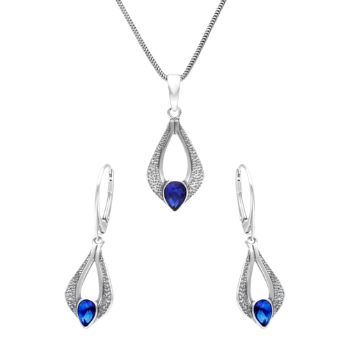 Komplet z szafirową cyrkonią srebro oksydowane