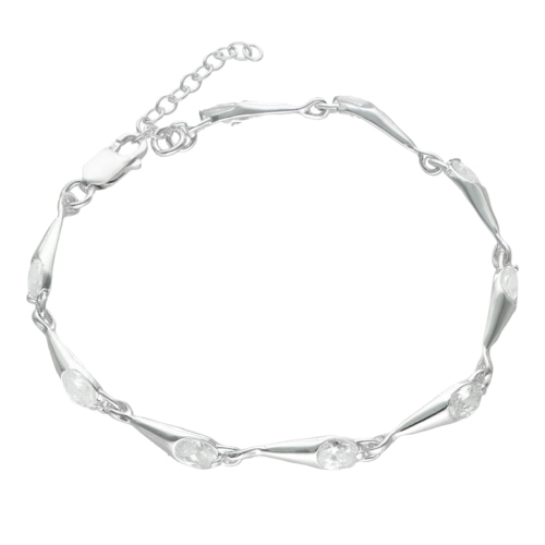 Bransoletka z białą cyrkonią srebro