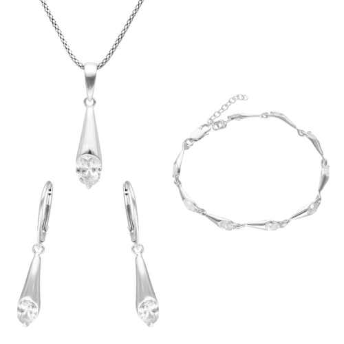 Komplet z białą cyrkonią srebro