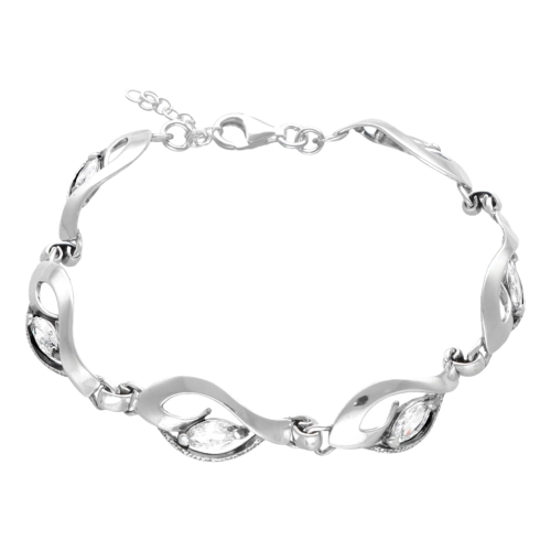 Bransoletka z białą cyrkonią srebro oksydowane