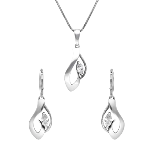 Komplet z białą cyrkonią srebro oksydowane