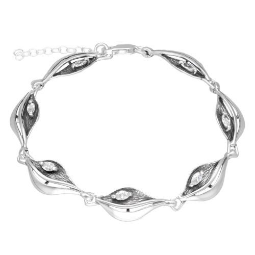 Bransoletka z białą cyrkonią srebro oksydowane