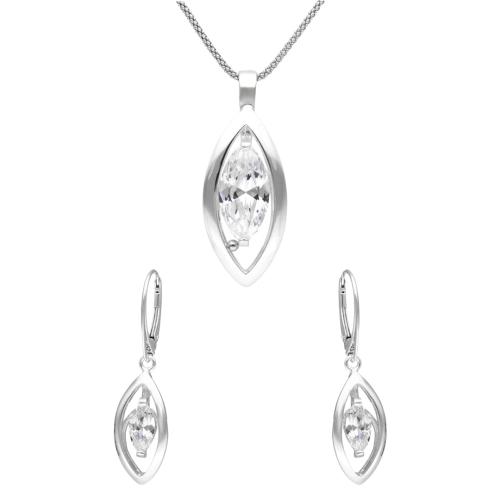 Komplet z białą cyrkonią srebro