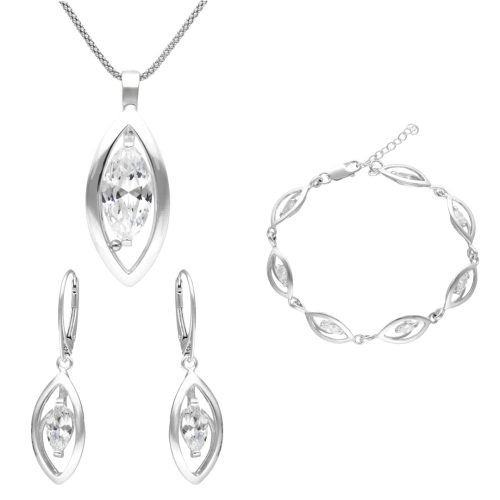 Komplet z białą cyrkonią srebro