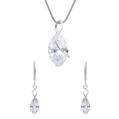 Efektowny komplet z białą cyrkonią srebro