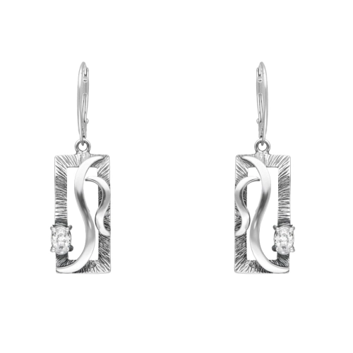 Kolczyki z białą cyrkonią srebro oksydowane