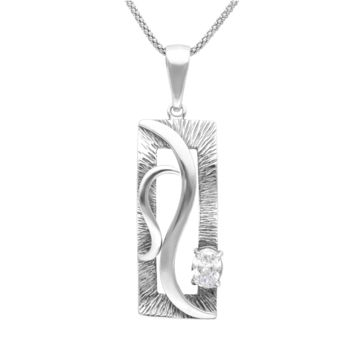 Wisior z białą cyrkonią srebro oksydowane