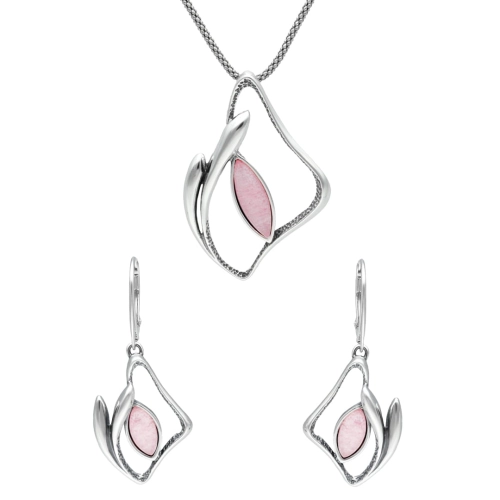 Komplet z kamieniem księżycowym srebro oksydowane