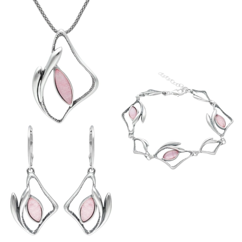 Komplet z kamieniem księżycowym srebro oksydowane