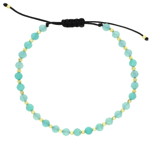 Bransoletka sznurkowa z amazonitem pozłacana