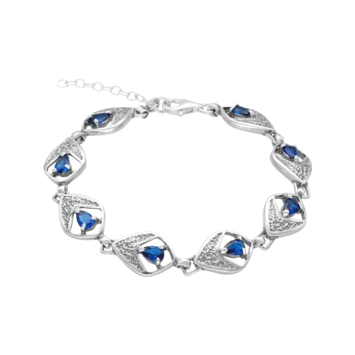 Bransoletka z szafirową cyrkonią srebro oksydowane