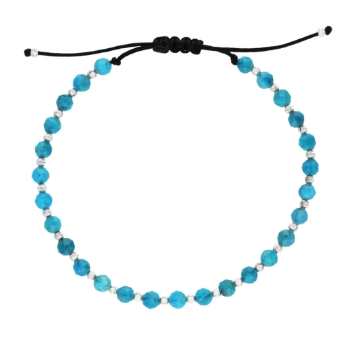 Bransoletka sznurkowa z apatytem srebro