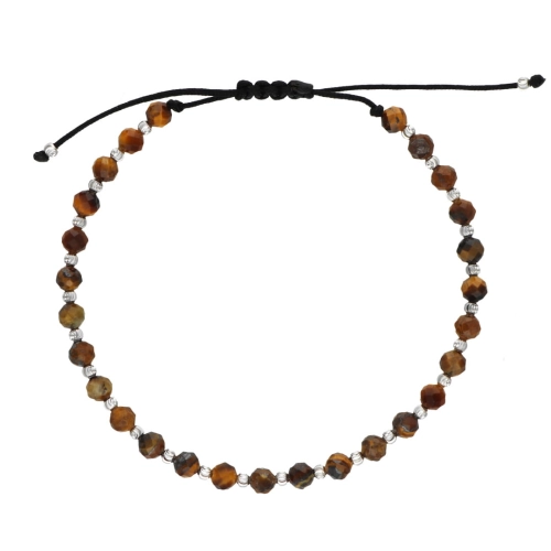 Bransoletka sznurkowa z tygrysim okiem srebro