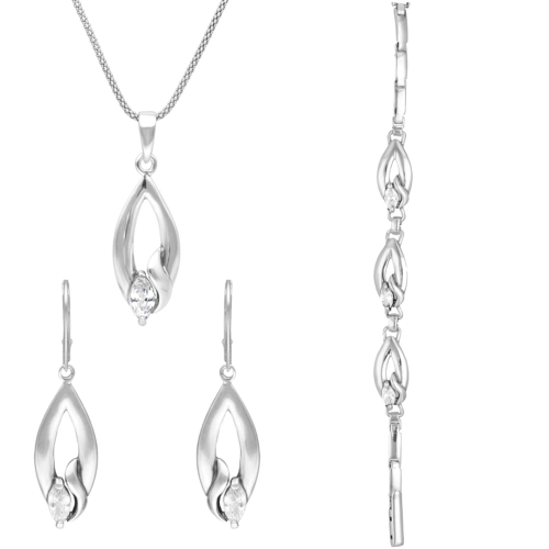 Komplet z białą cyrkonią srebro