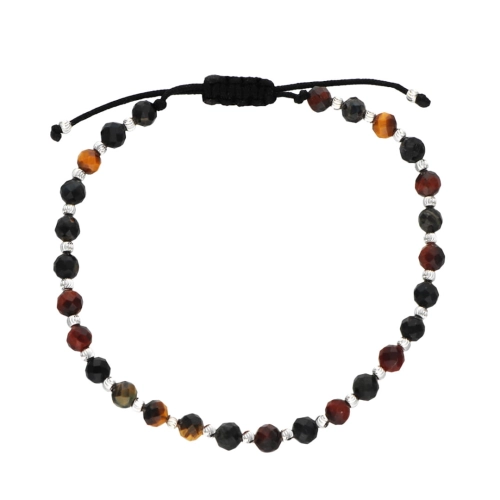 Bransoletka sznurkowa z pietersytem srebro