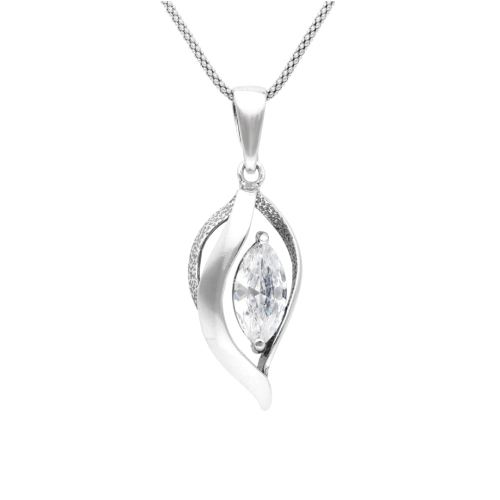 Wisior z białą cyrkonią srebro oksydowane